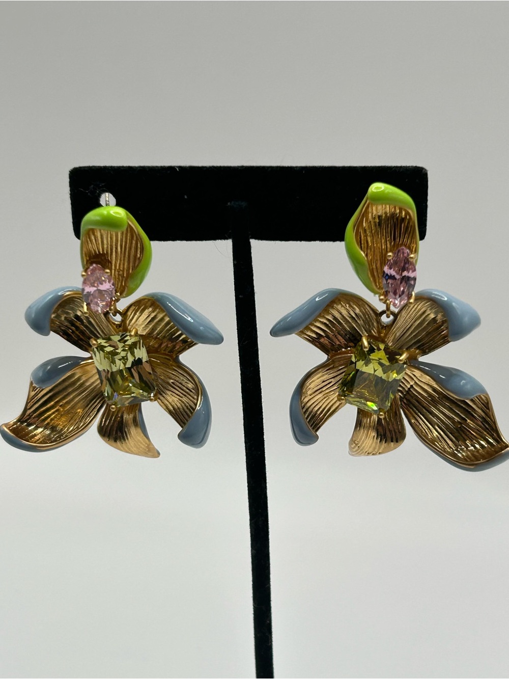 Kate Spade Floral Frenzy Drop Earrings with Green, Pink and Blue Accent